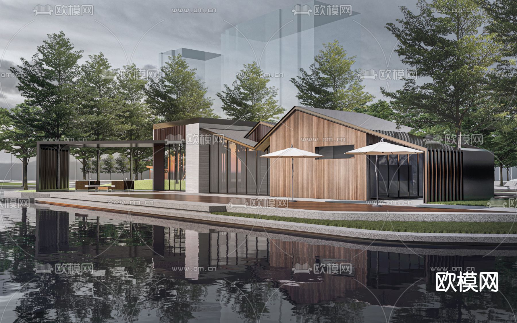 公共驿站外观su模型下载（渲染图2）