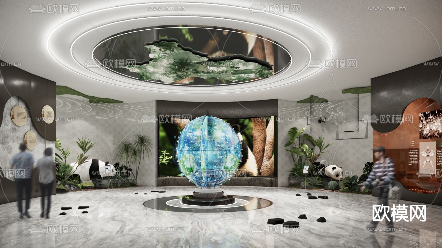 大熊猫文化展厅su模型下载（渲染图2）