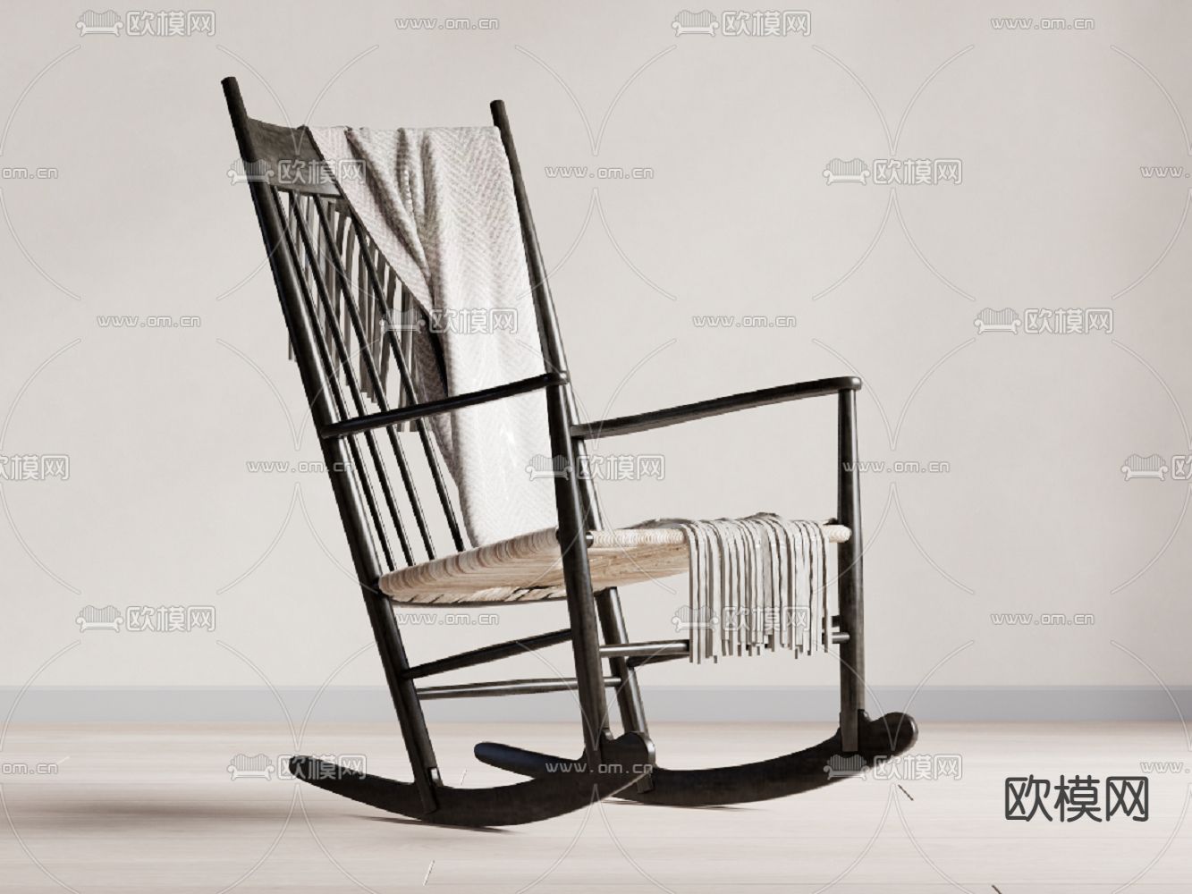 中古风摇椅 户外椅su模型下载（渲染图1）