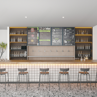  咖啡厅吧台 操作台su模型 