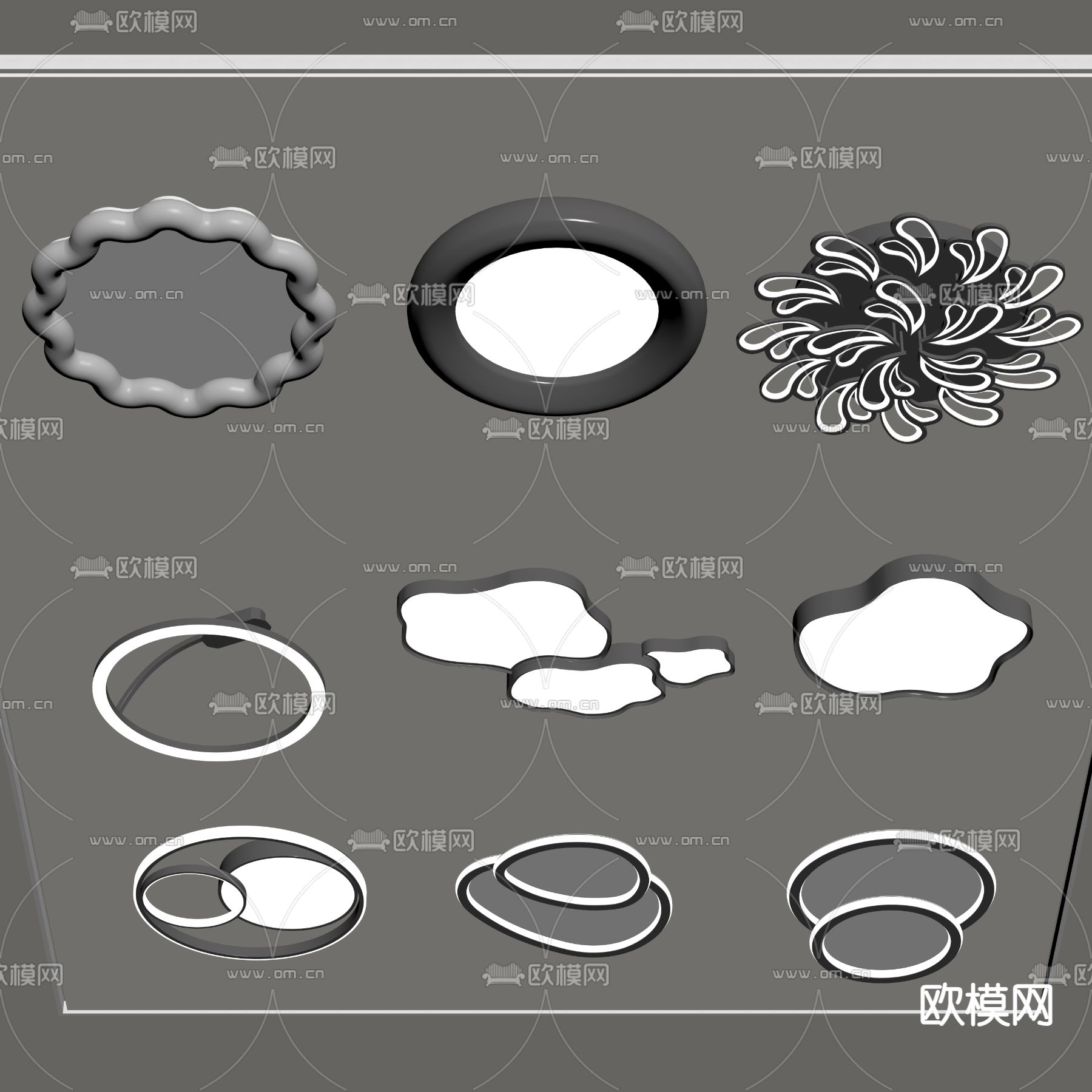 几何吸顶灯 卧室灯su模型下载（渲染图2）