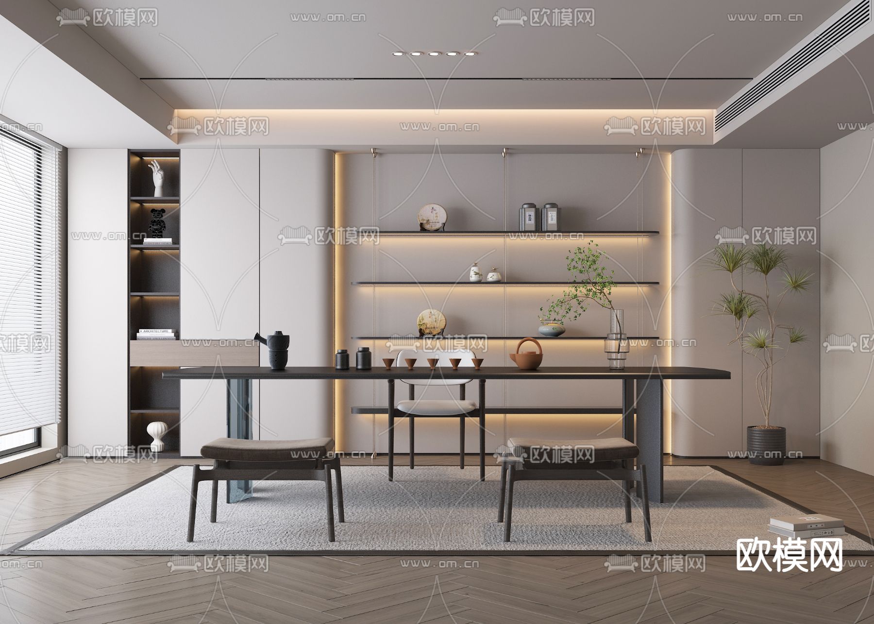现代茶室3d模型下载
