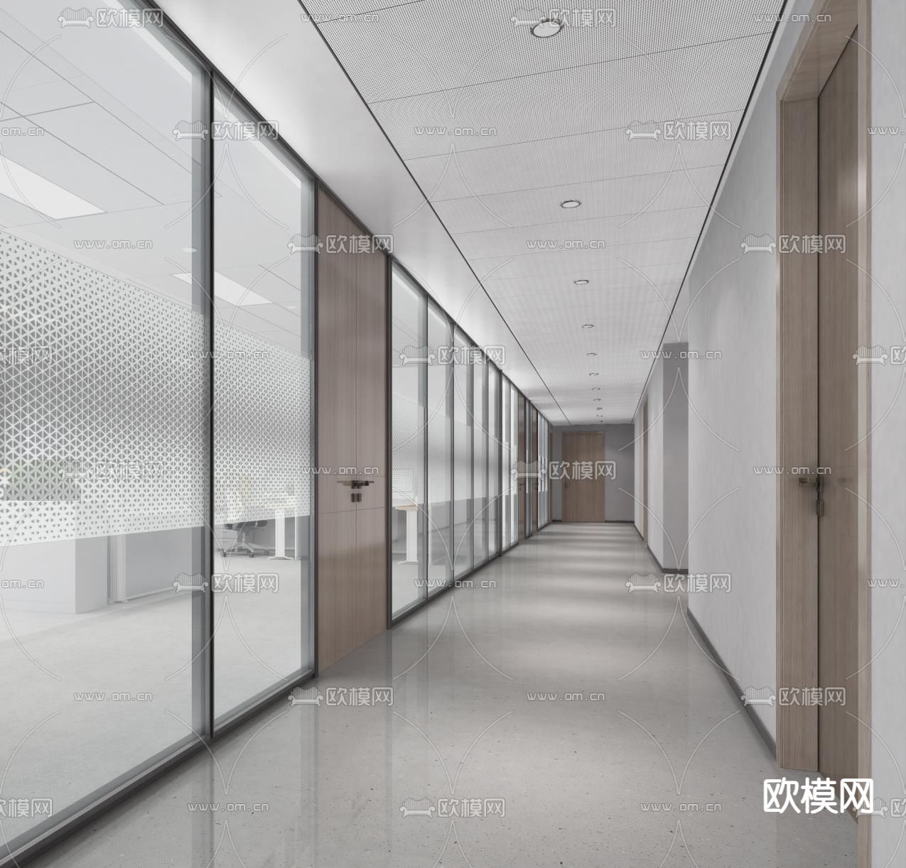 公司走廊过道su模型下载（渲染图2）