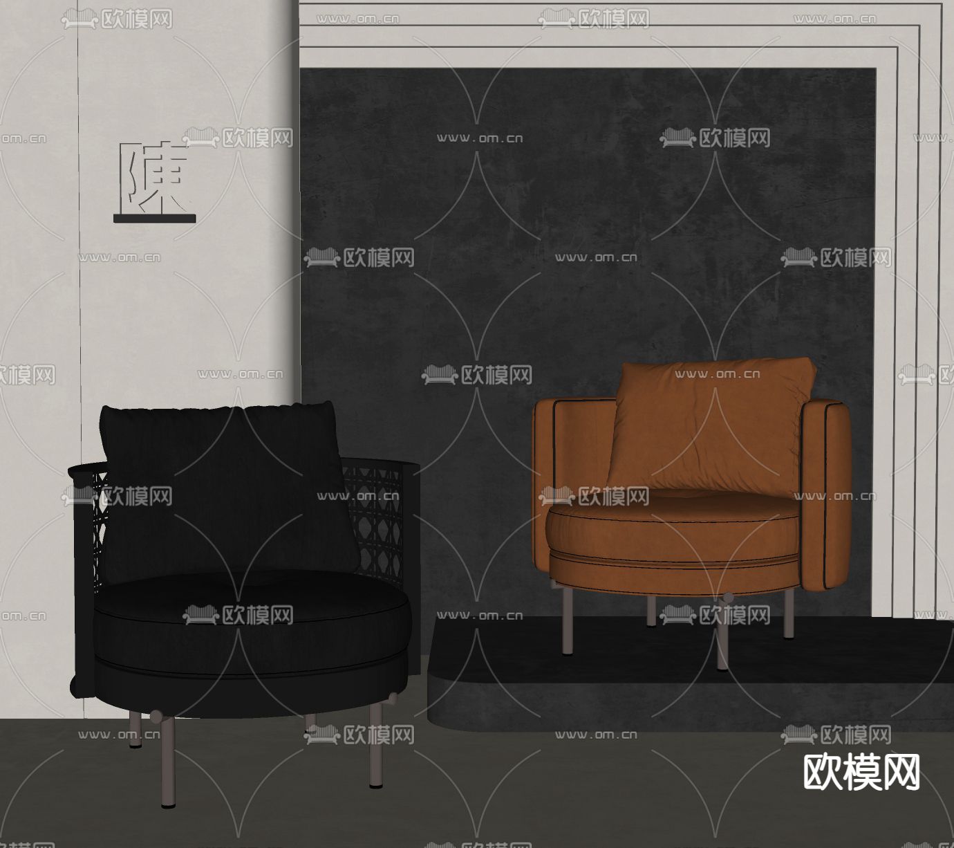 Minotti 休闲椅 单人沙发su模型下载（渲染图1）