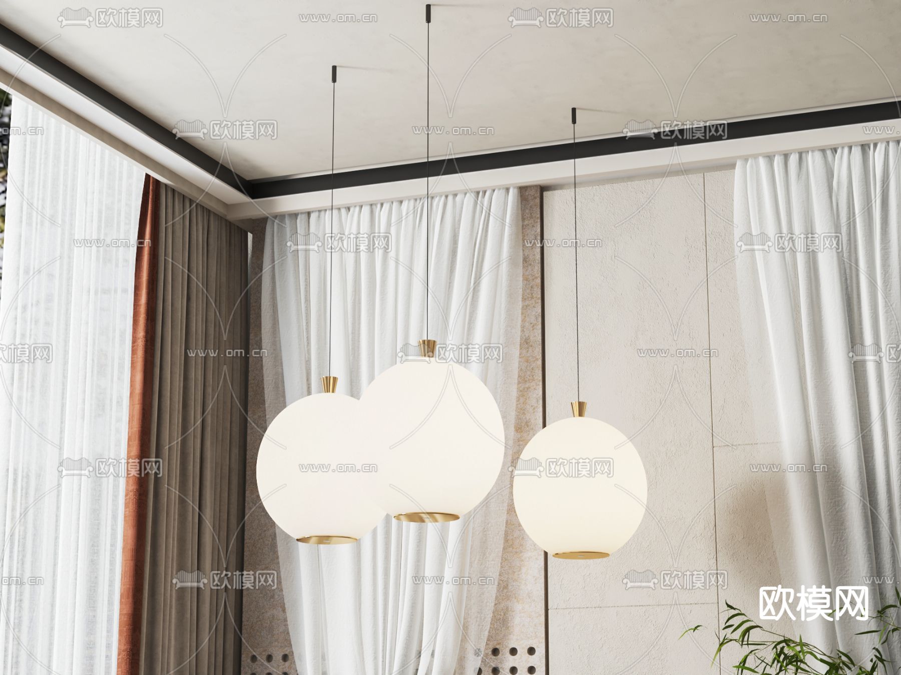 球形吊灯su模型下载（渲染图1）