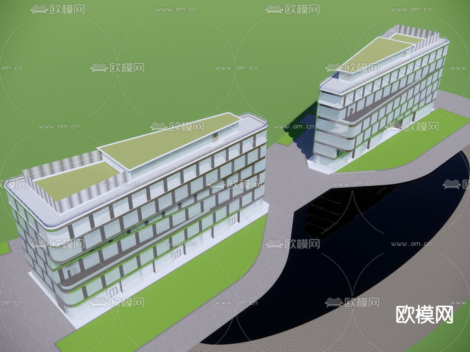 高层办公楼su模型下载（渲染图2）