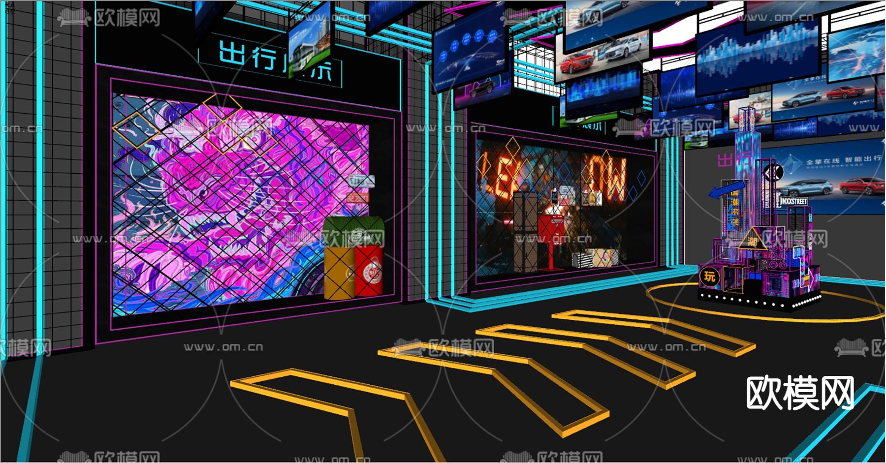 工业风潮玩娱乐城su模型下载（渲染图3）