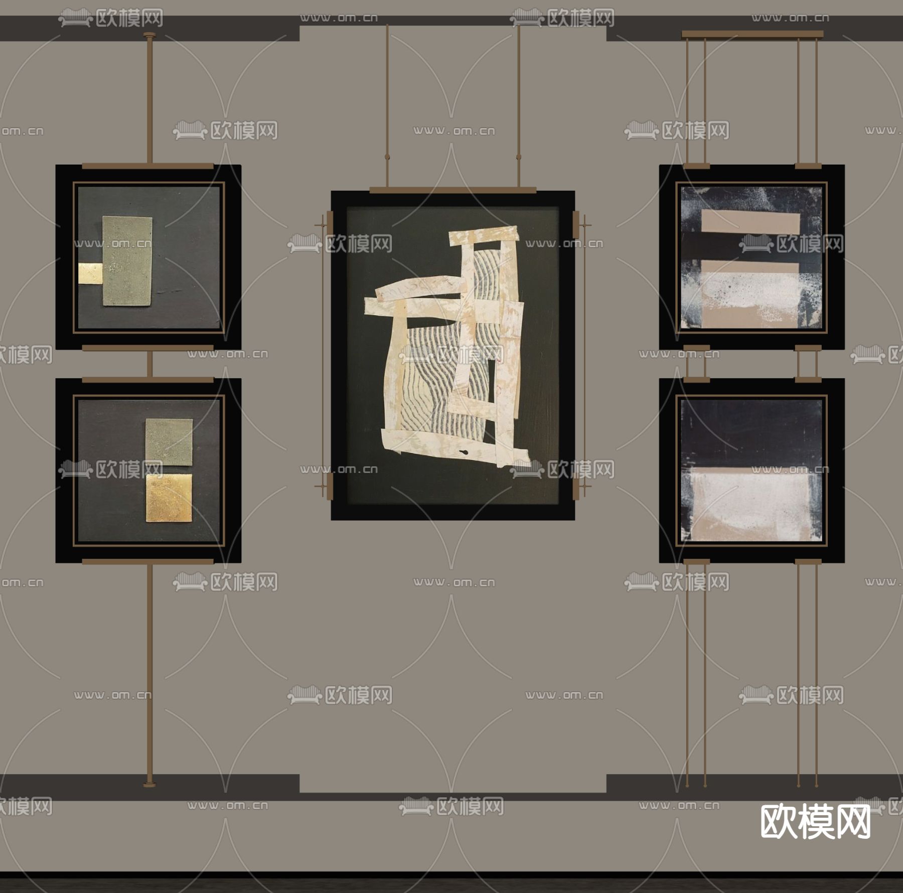 侘寂风装饰画 组合画su模型