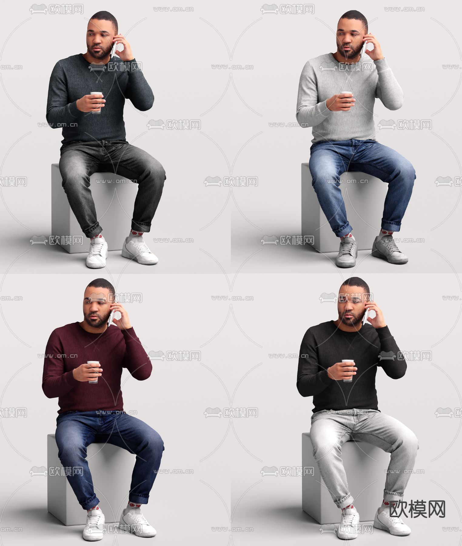 打电话人物 男士3d模型下载