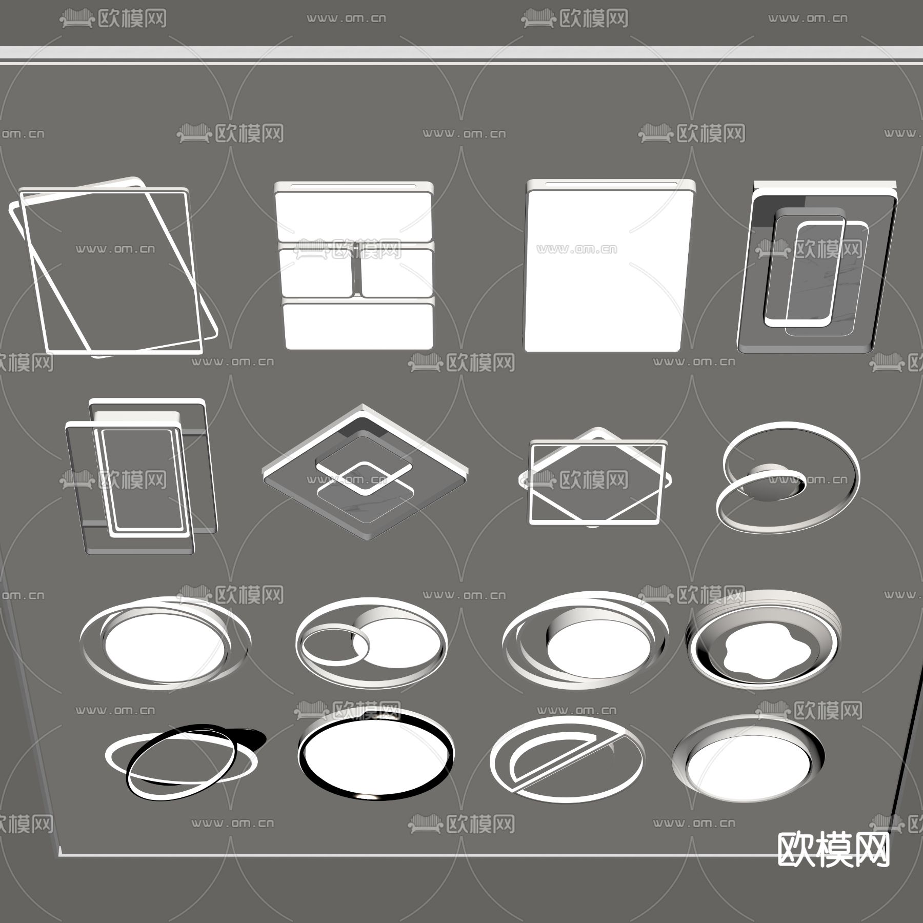 几何吸顶灯 卧室灯su模型下载（渲染图2）
