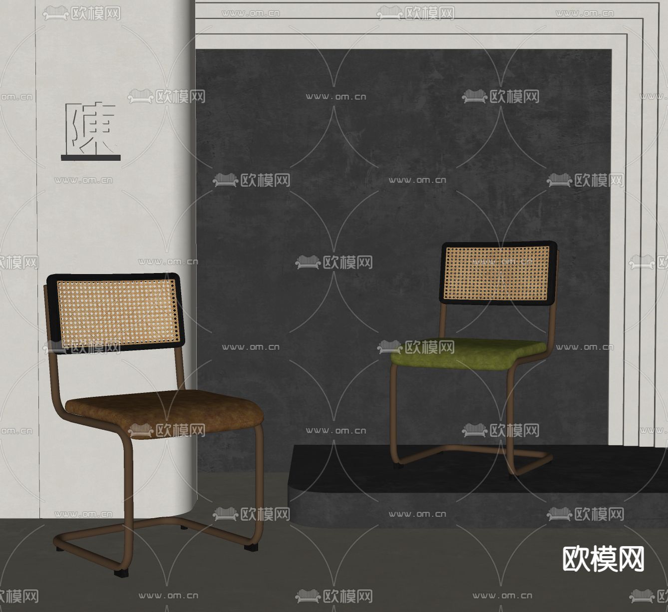 中古风餐椅su模型下载（渲染图1）