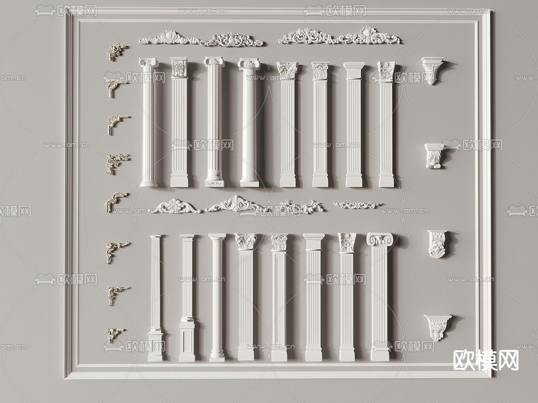 欧式柱子 罗马柱su模型下载（渲染图2）