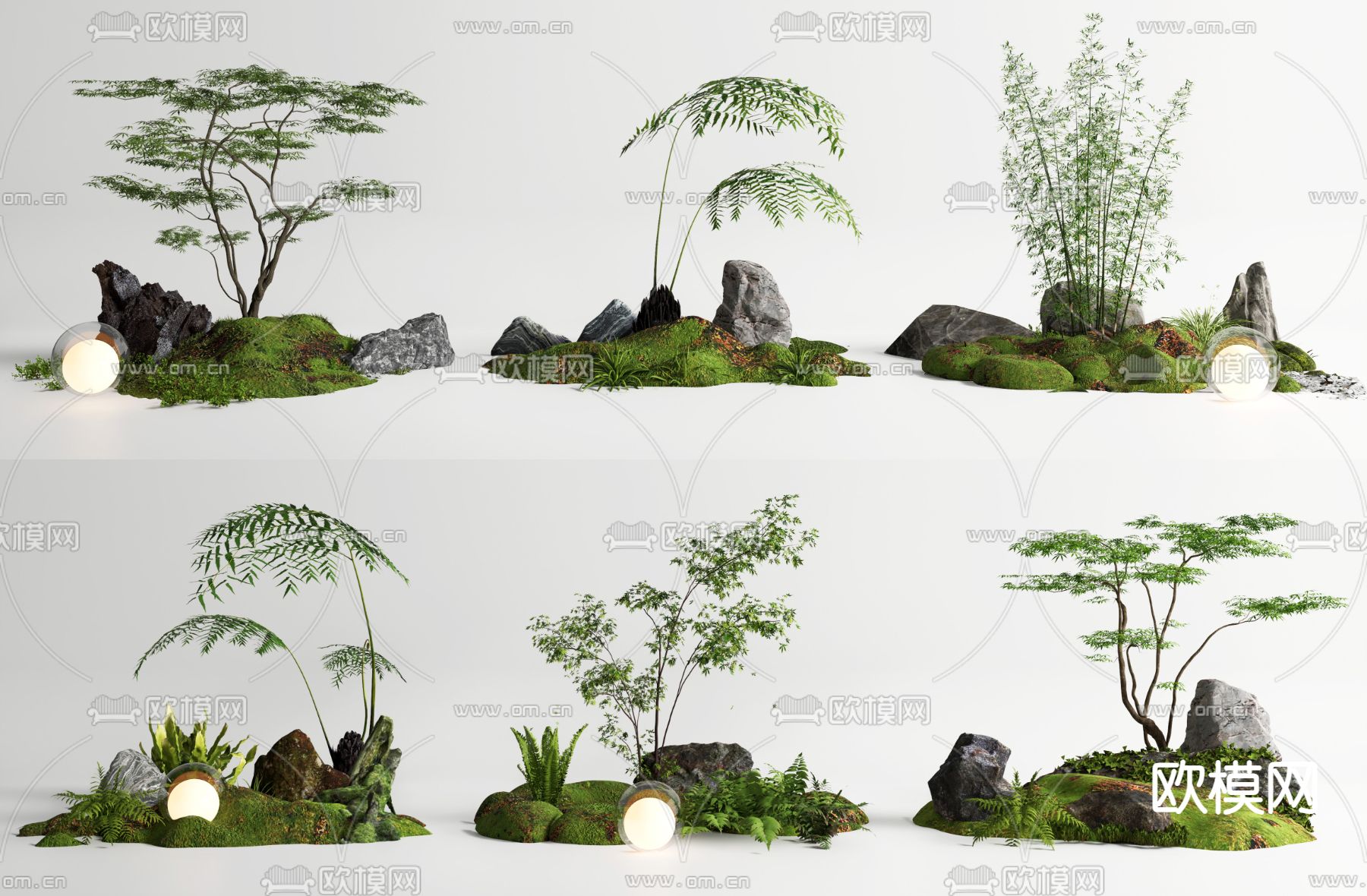 庭院小品 植物堆su模型下载（渲染图2）