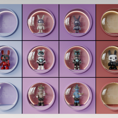  太空兔潮玩 公仔摆件su模型 