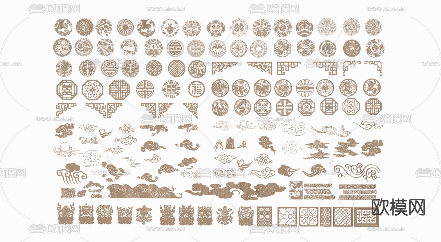 中式雕花 镂空雕花 传统纹样su模型下载