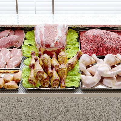  肉类食物 烤鸡腿 肉丸 牛肉 火腿片su模型 