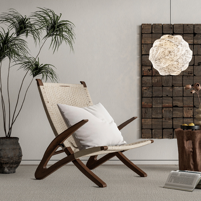  侘寂躺椅 休闲椅su模型 