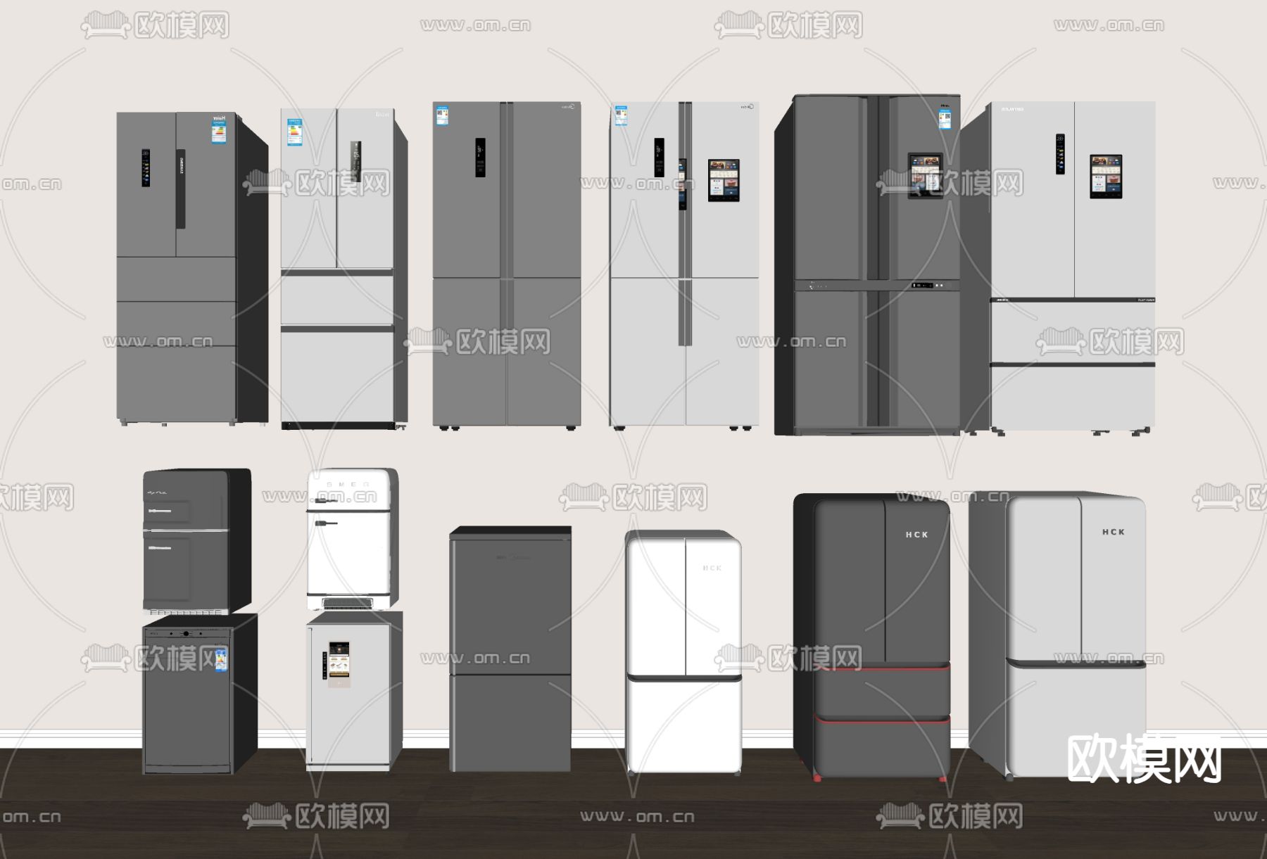 双门冰箱 智能冰箱 迷你冰箱su模型下载（渲染图1）