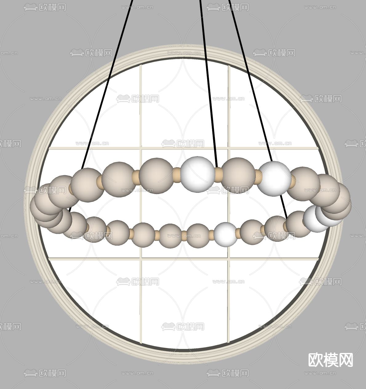 奶油风吊灯 串珠吊灯su模型下载（渲染图2）