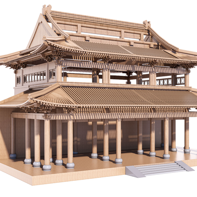  中式古建构件 斗拱 榫卯结构su模型 