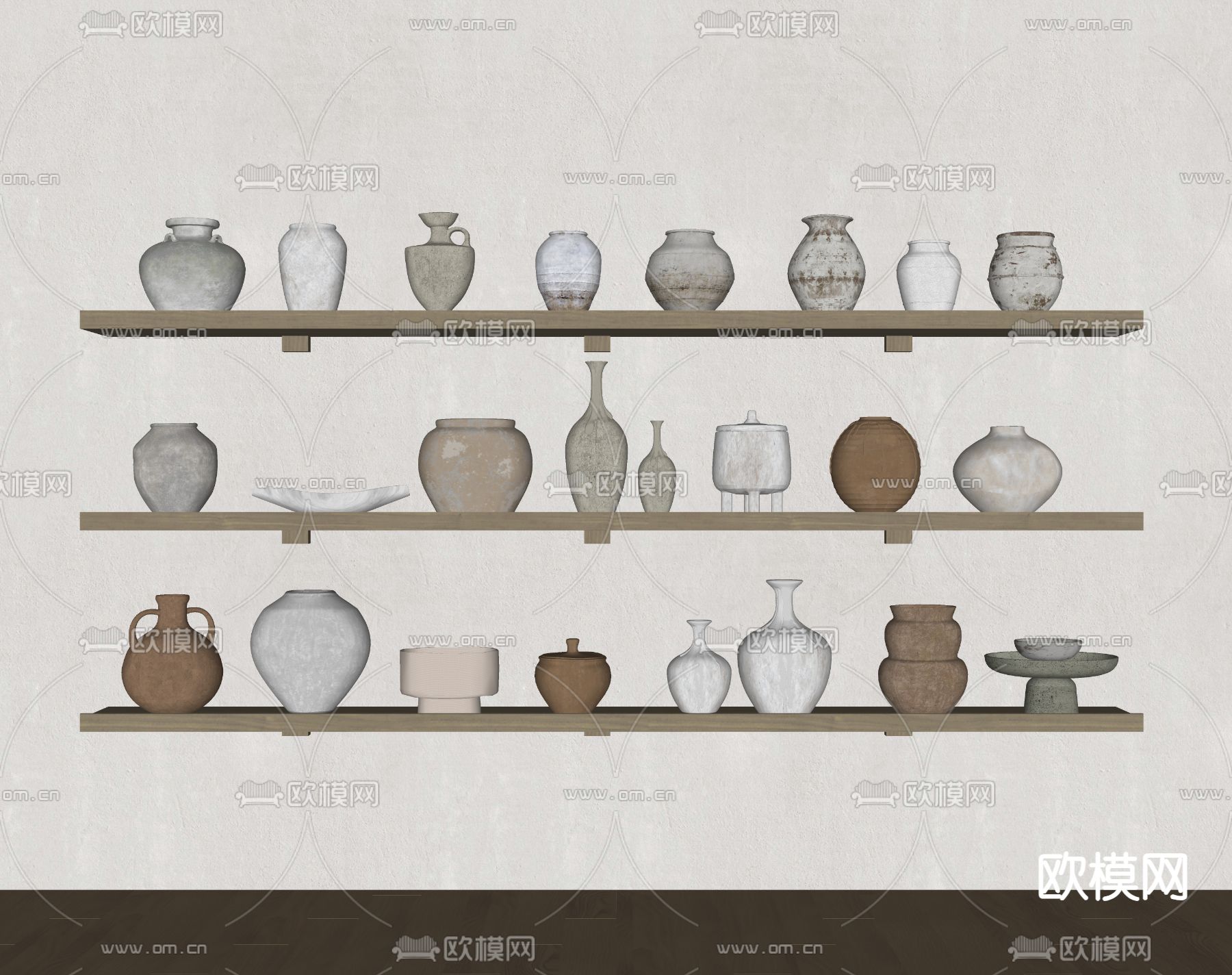 陶罐摆件 花瓶摆件su模型下载（渲染图1）