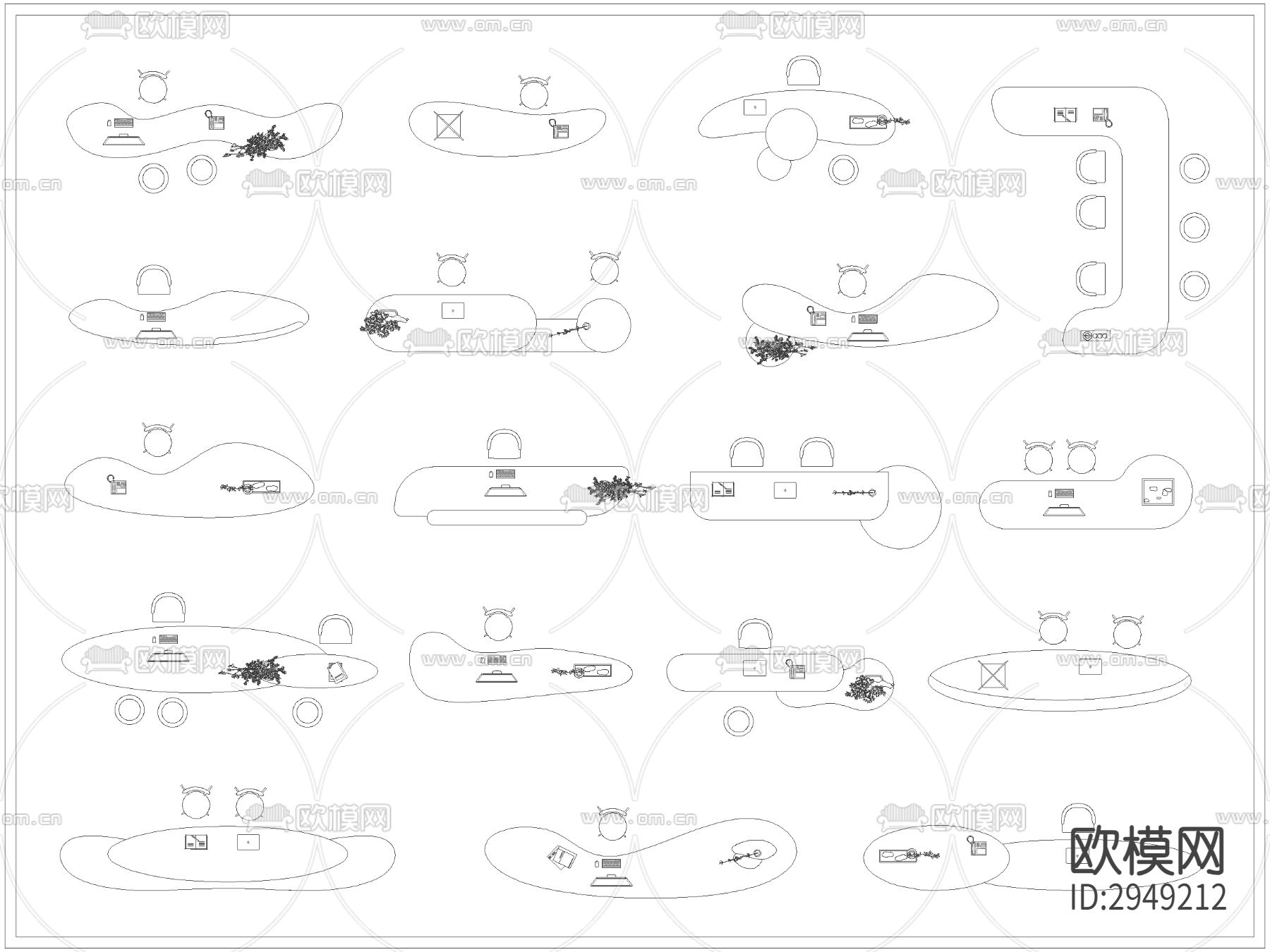 前台服务台分诊台吧台cad图库下载（渲染图3）