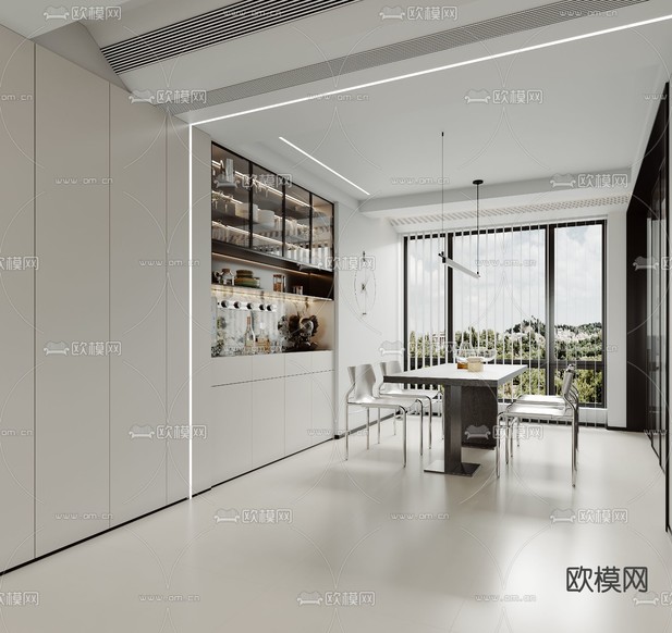 道亨效果图设计丨现代客餐厅免费3d模型下载_ID14364452_3dmax免费模型-欧模网