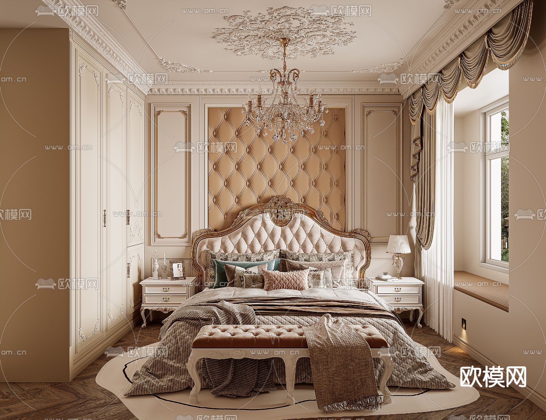 法式卧室 主人房3d模型下载
