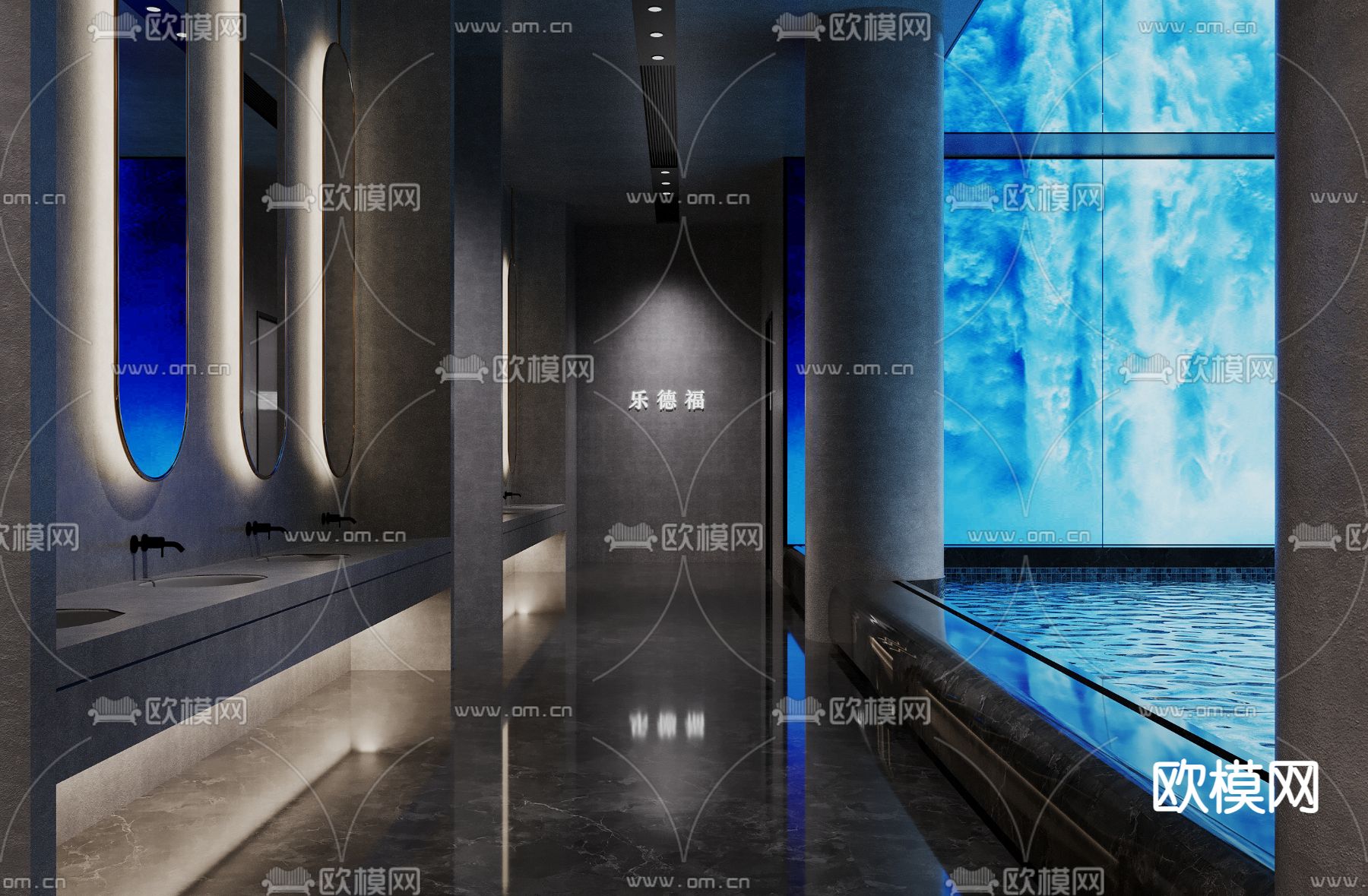 现代洗浴中心su模型下载（渲染图4）