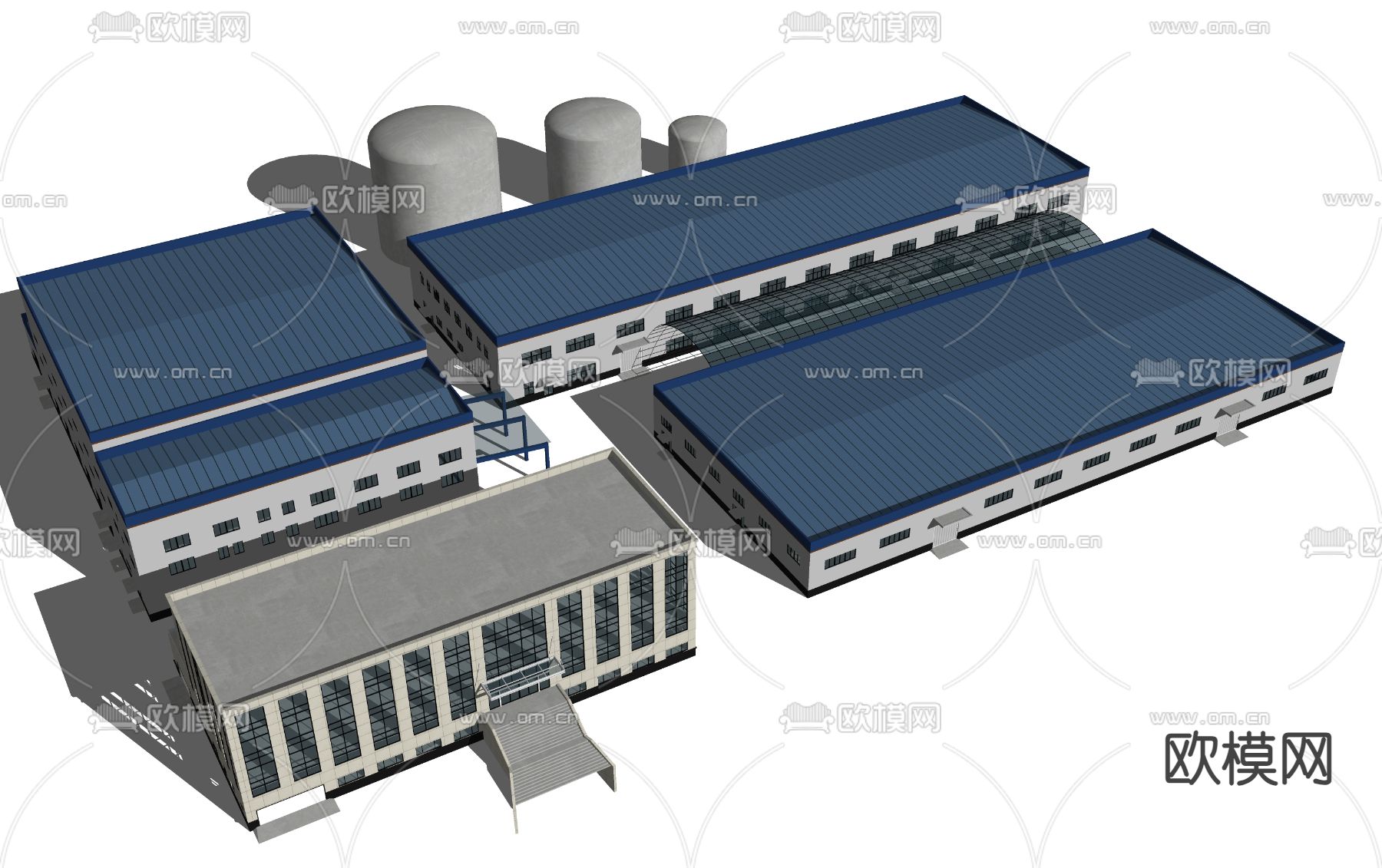 现代厂房 工厂su模型下载（渲染图1）