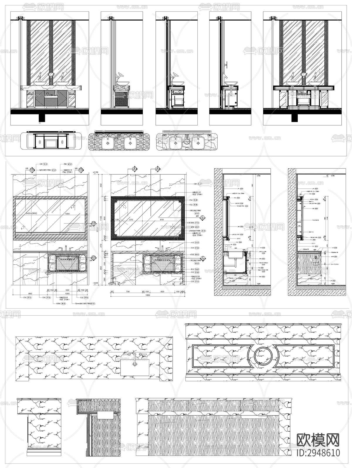 洗手池洗手台cad图库下载（渲染图3）