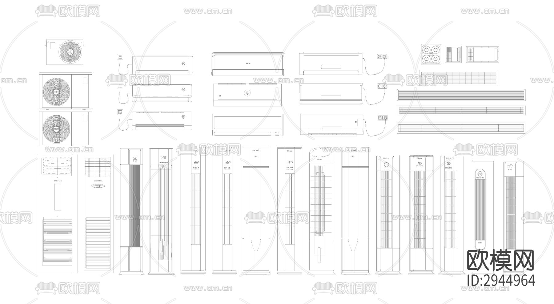 壁挂空调 立式空调CAD施工图下载
