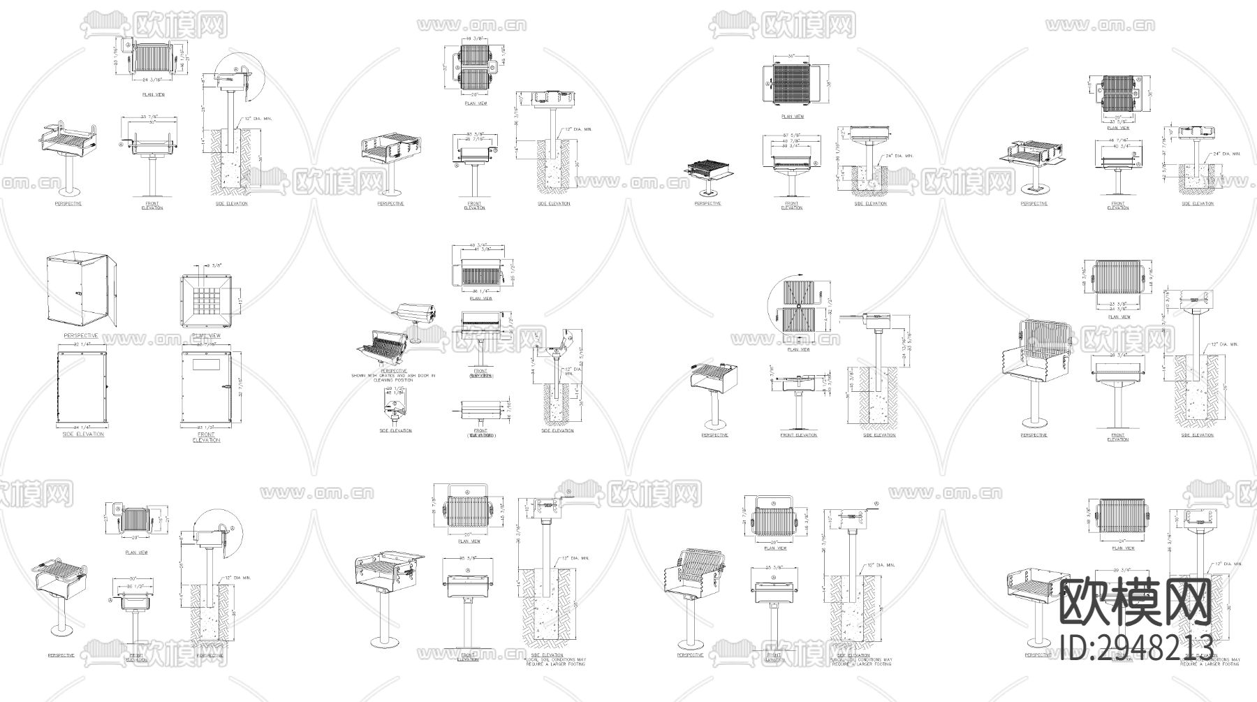 木炭烤架CAD图库下载（渲染图3）