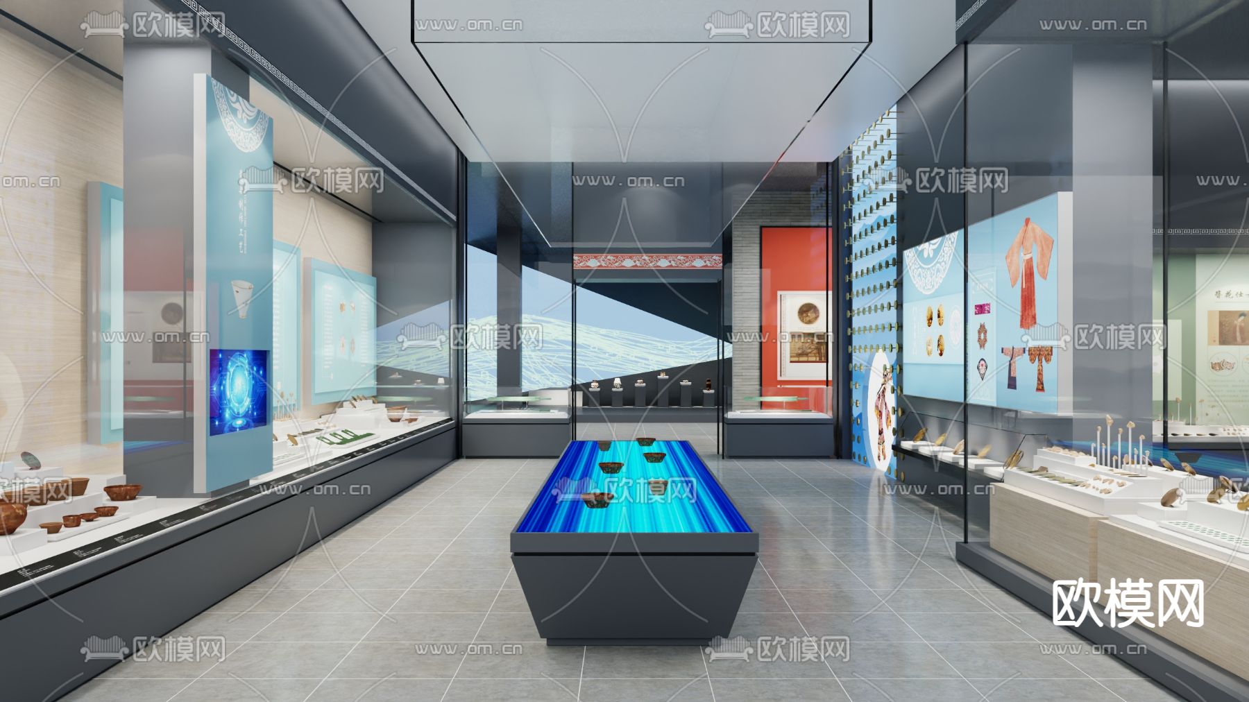 现代陶瓷展厅3d模型下载