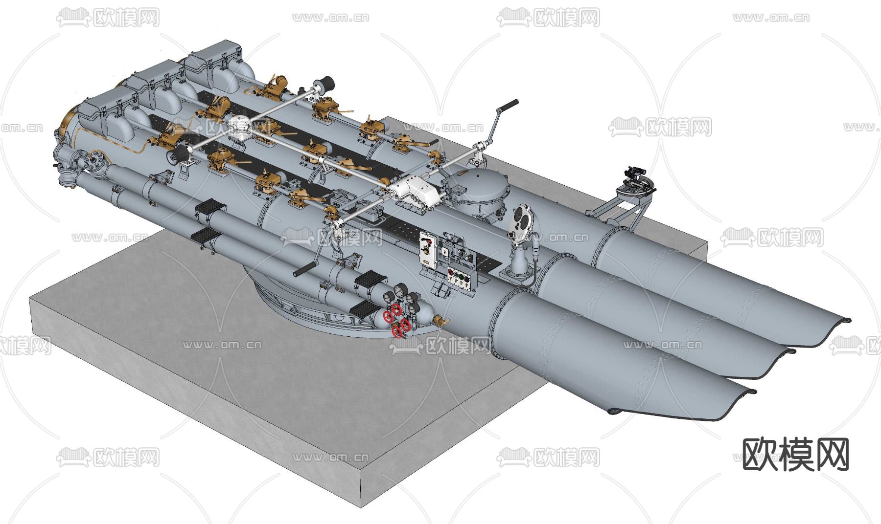 鱼雷发射器su模型下载（渲染图1）