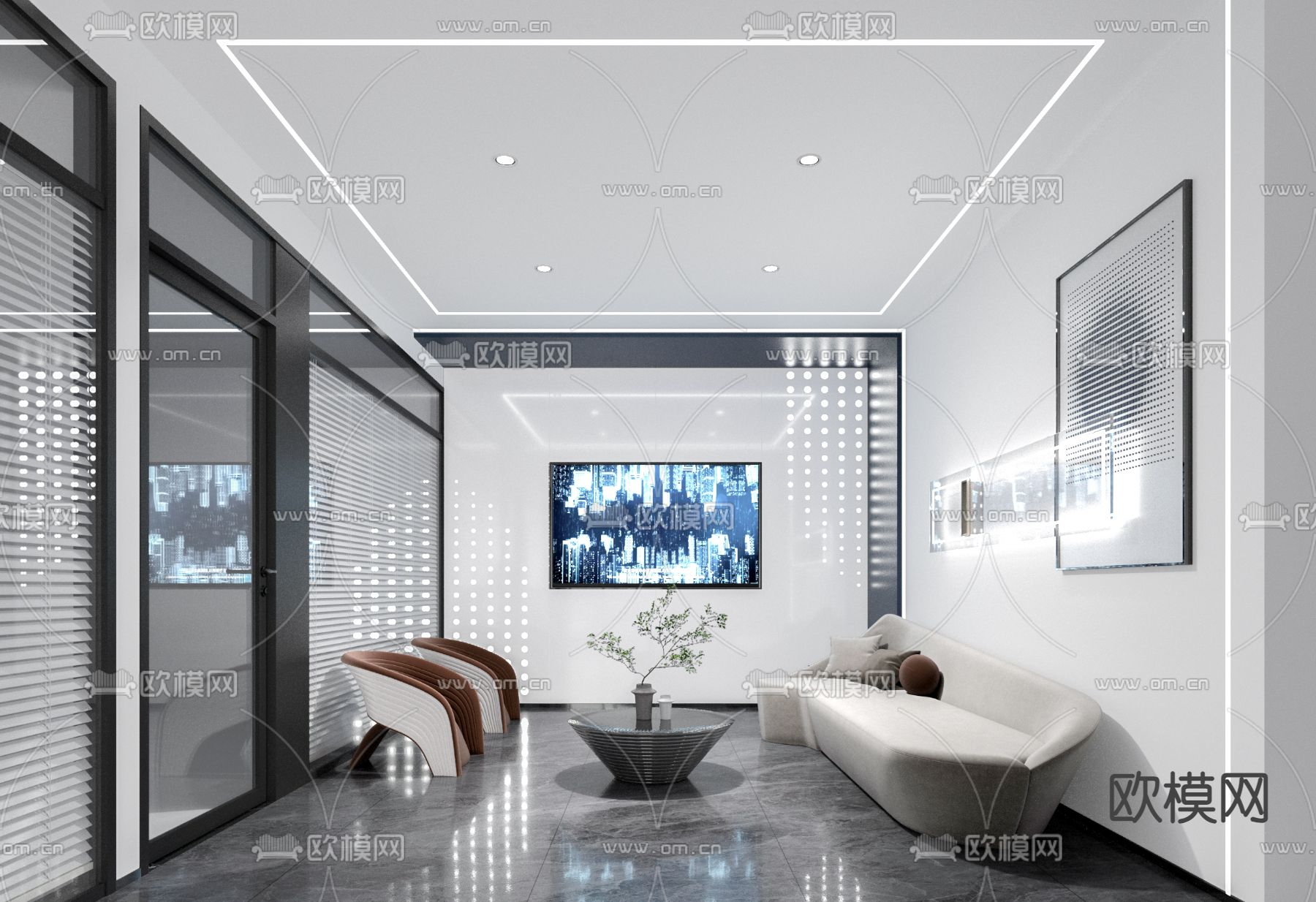 科技会客厅 洽谈区3d模型下载