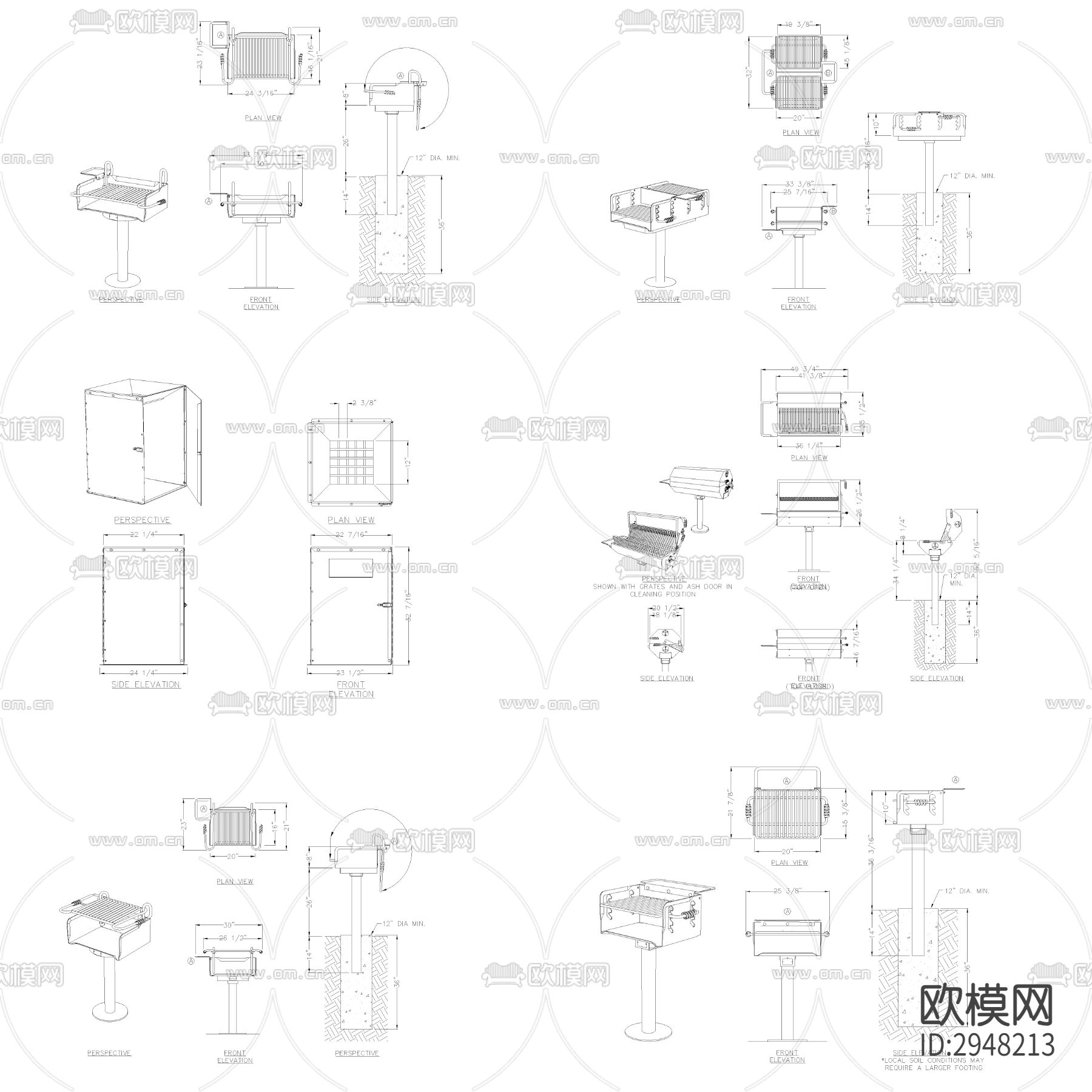 木炭烤架CAD图库下载（渲染图2）