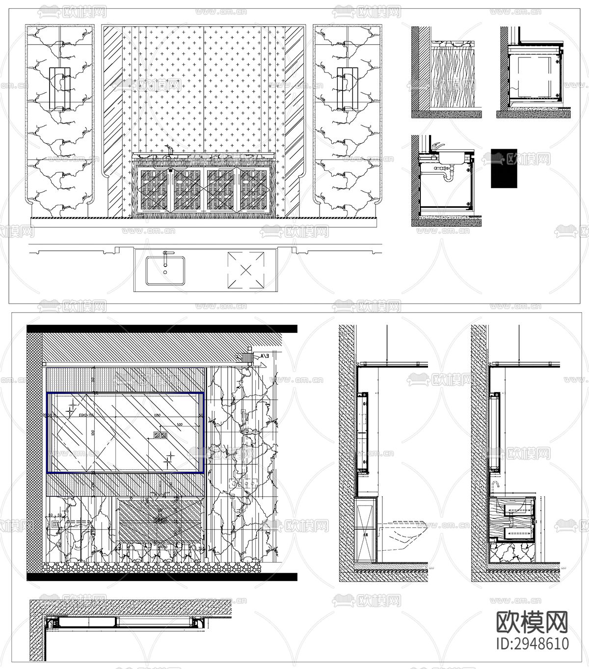 洗手池洗手台cad图库下载（渲染图6）