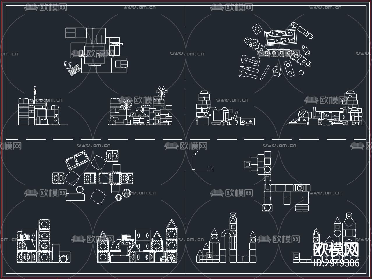 儿童玩具积木乐高cad图库下载（渲染图1）