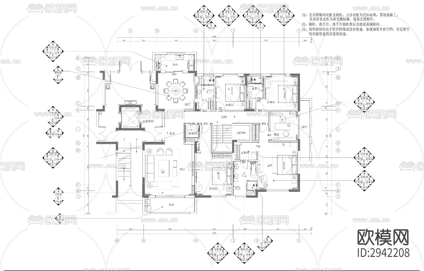 家装cad施工图下载（渲染图1）