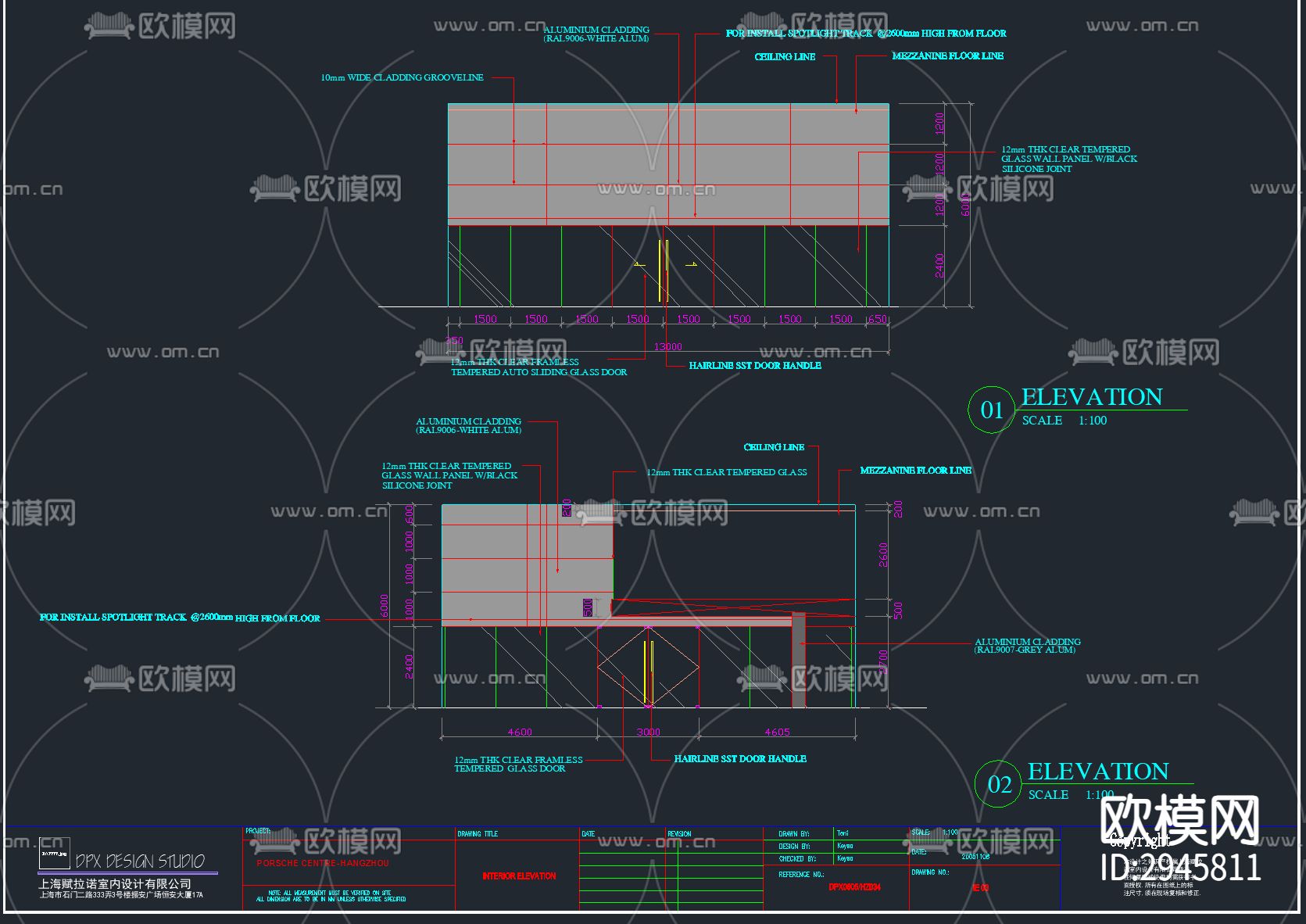 保时捷汽车4S店全套完整CAD施工图下载（渲染图9）
