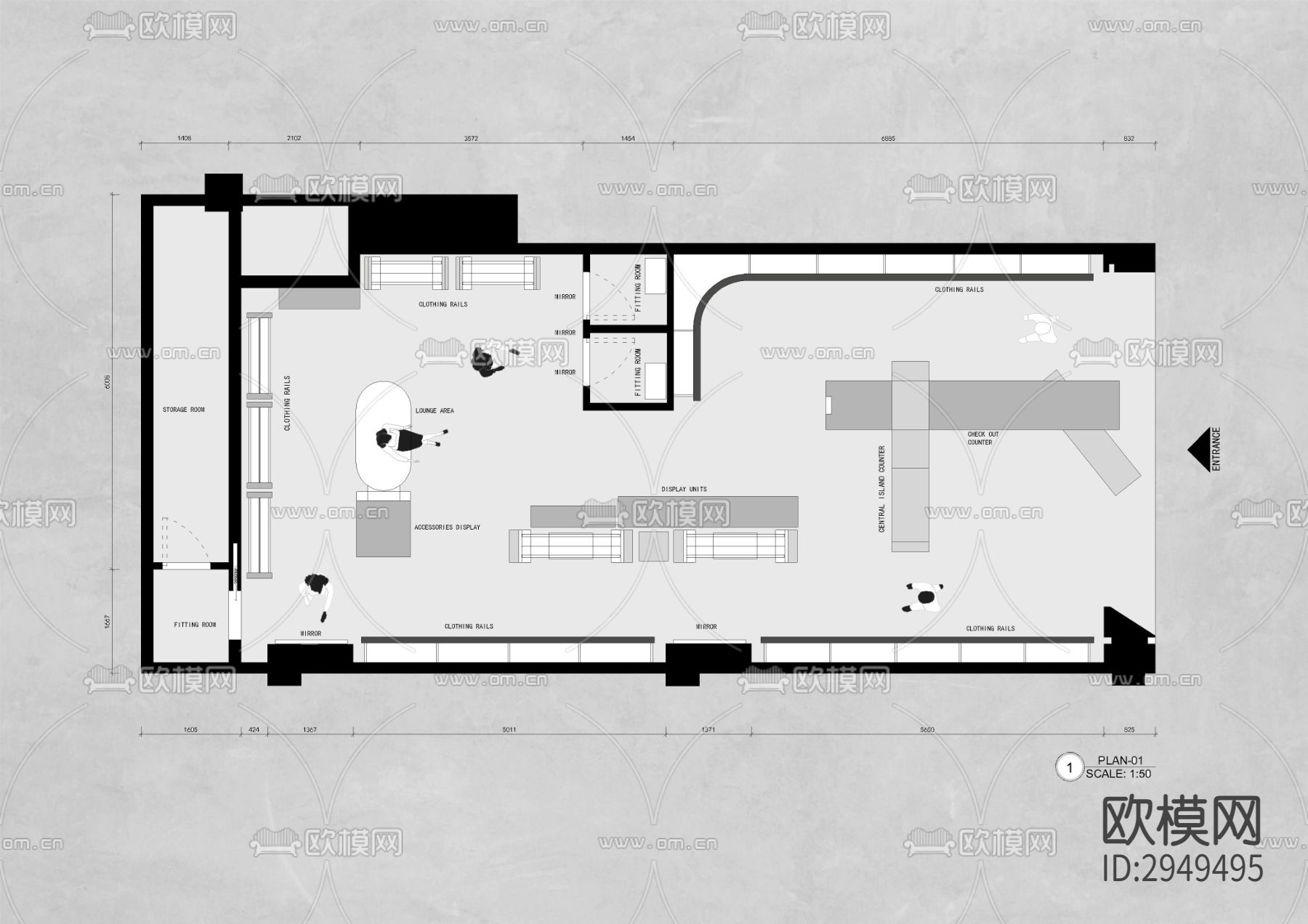 服装店cad施工图下载