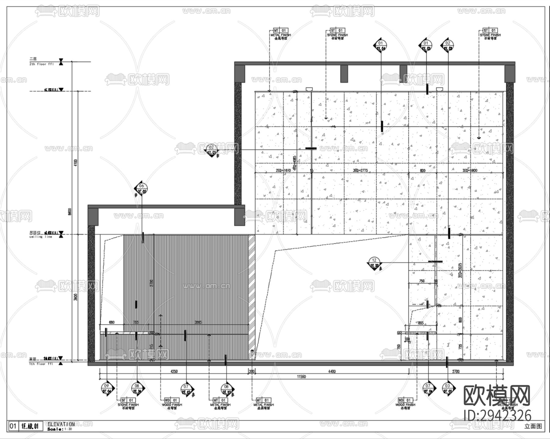 成都合能枫丹铂麓公区大堂cad施工图下载（渲染图3）