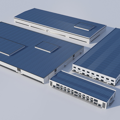  工业厂房 流水线工厂su模型 