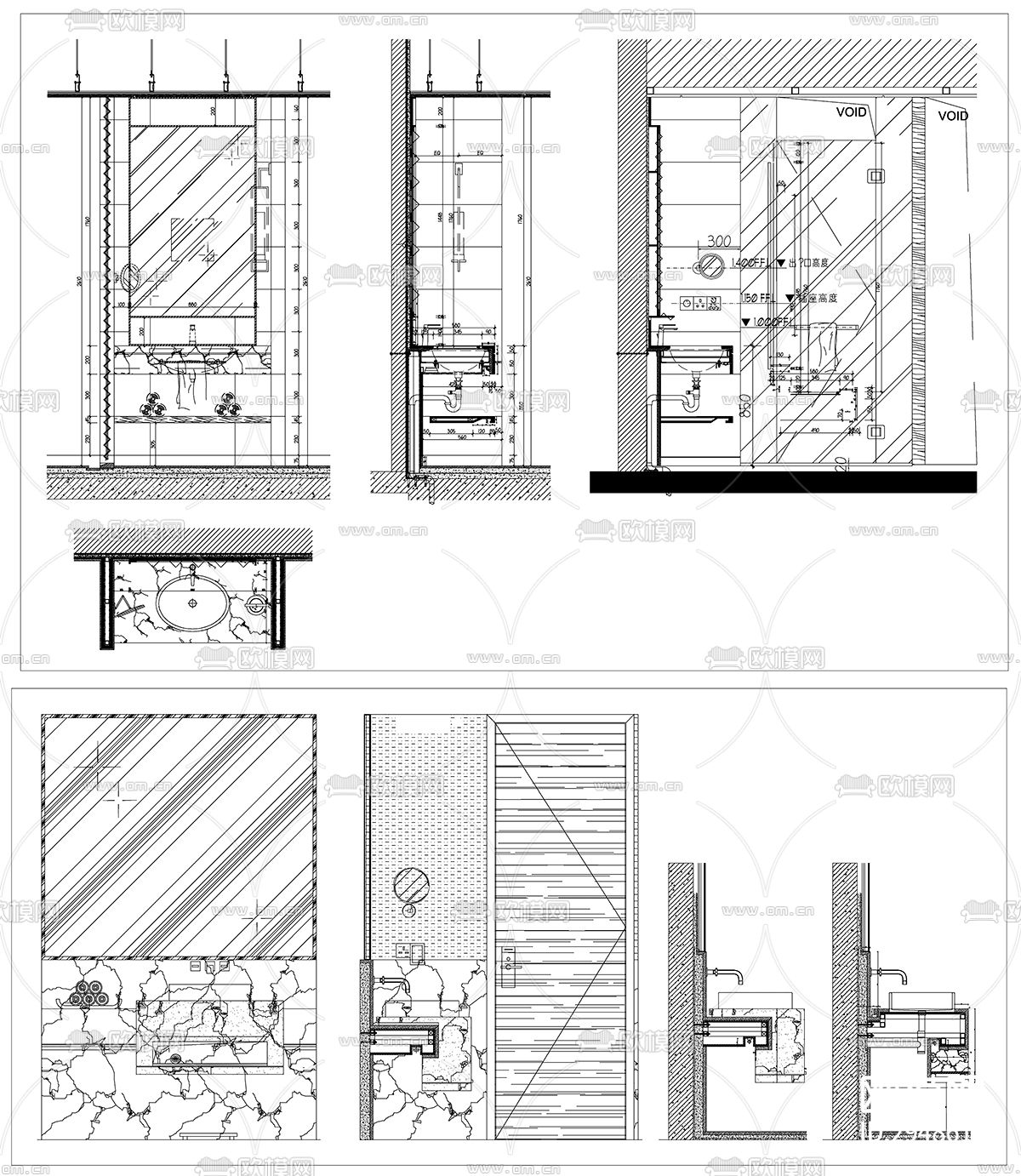 洗手池洗手台cad图库下载（渲染图1）