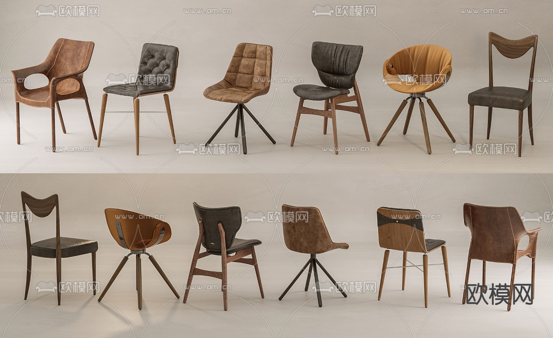 侘寂椅子 餐椅3d模型下载