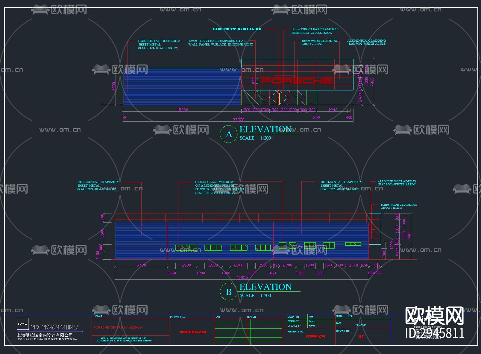 保时捷汽车4S店全套完整CAD施工图下载（渲染图7）