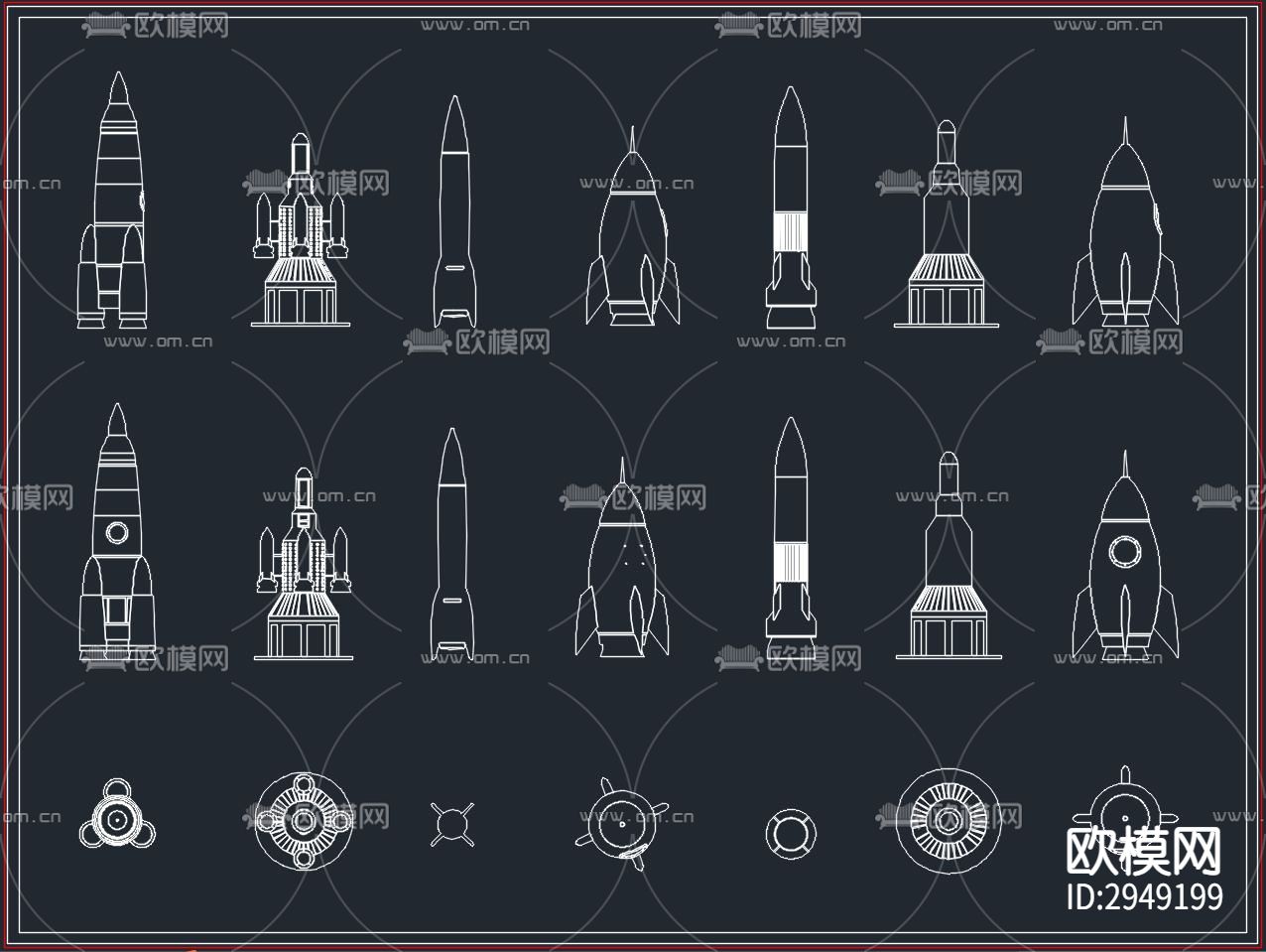 太空火箭儿童艺术品摆件cad图库下载（渲染图2）