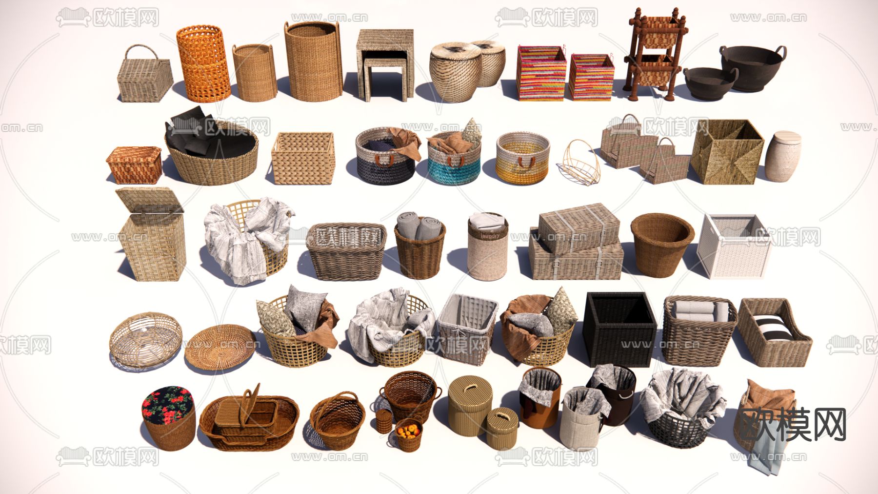 编织篓 编织收纳筐su模型下载（渲染图2）