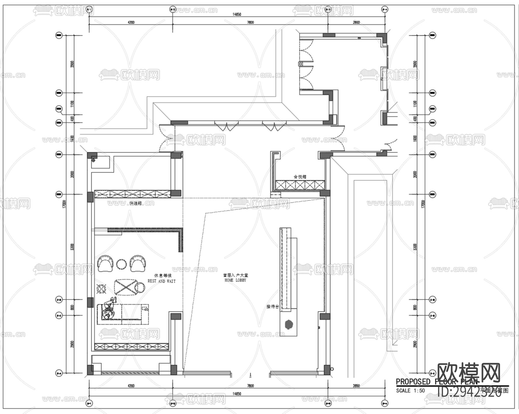 成都合能枫丹铂麓公区大堂cad施工图下载（渲染图5）